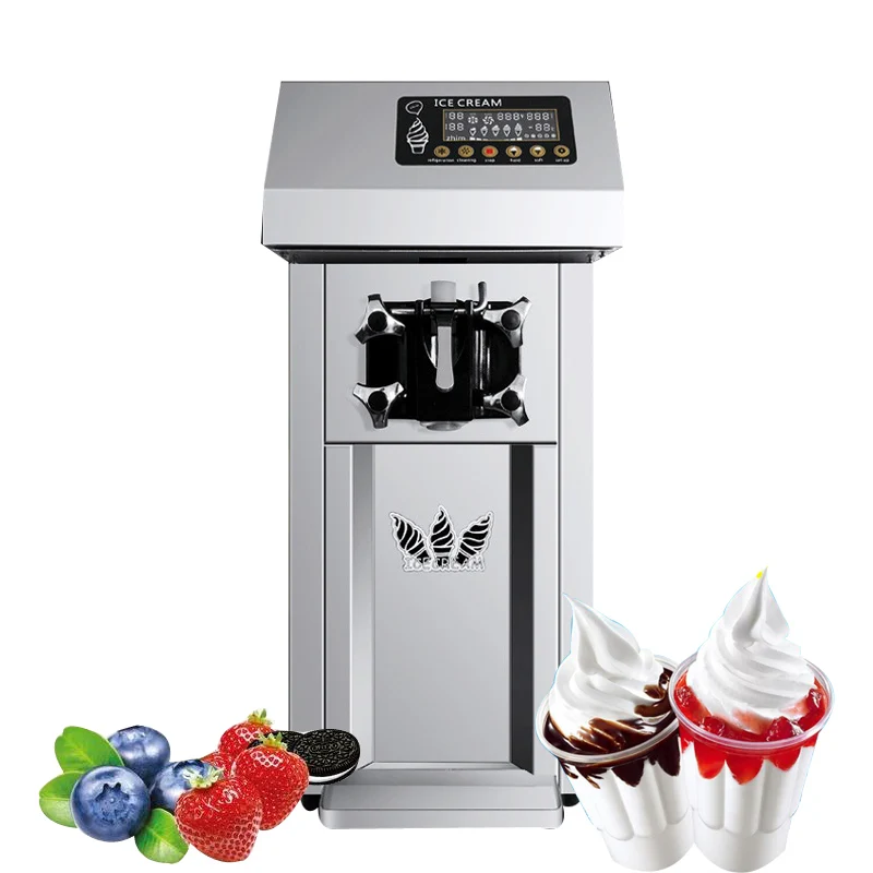 16L/H Soft Serve Ice Cream Machine Single Flavor 1200W Countertop Ice Cream Maker Panel Auto for Restaurant Snack Bar