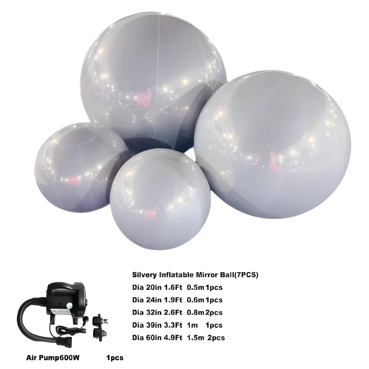 7pcs/Set Shiny Giant Inflatable Mirror ball 16 Colors Sphere Nightclub Party Wedding Decoration Large Hanging Mirror Ball