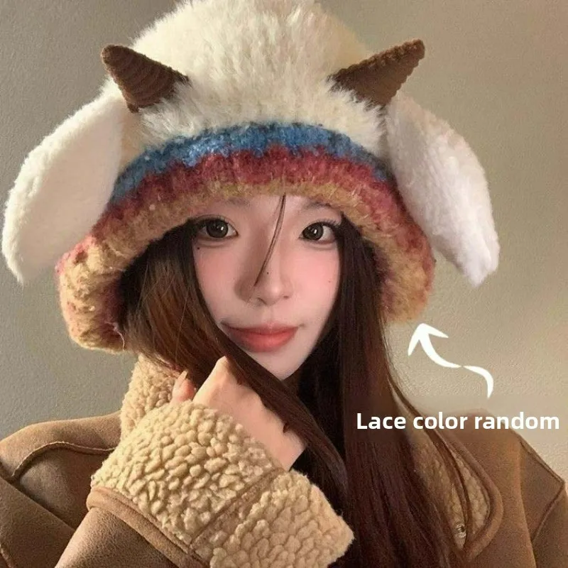 

Korean-style Soft and Cute Wool Knit Hat with Ear Straps, Small Wool Beanie for Autumn and Winter, Trendy and Face-flattering