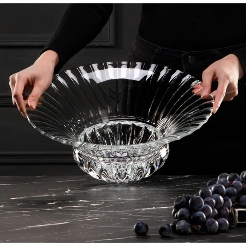 Crystal glass fruit plate, fruit bucket salad bowl
