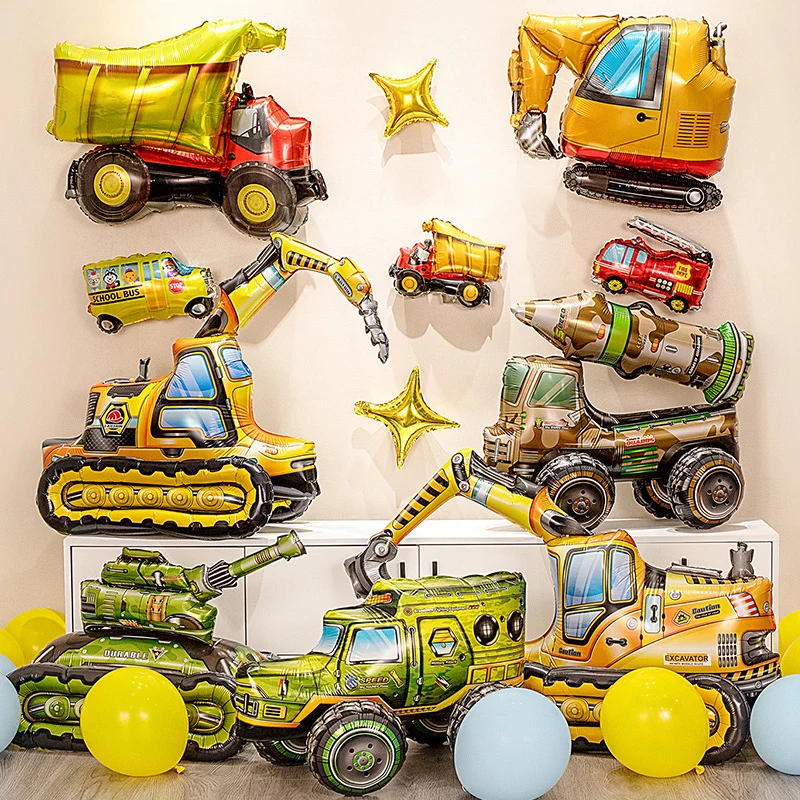 Airplane Car Foil Helium Balloons Bus Police Car Fire Truck Engineering Model Balloon Boy Kids Theme Birthday Party Decoration