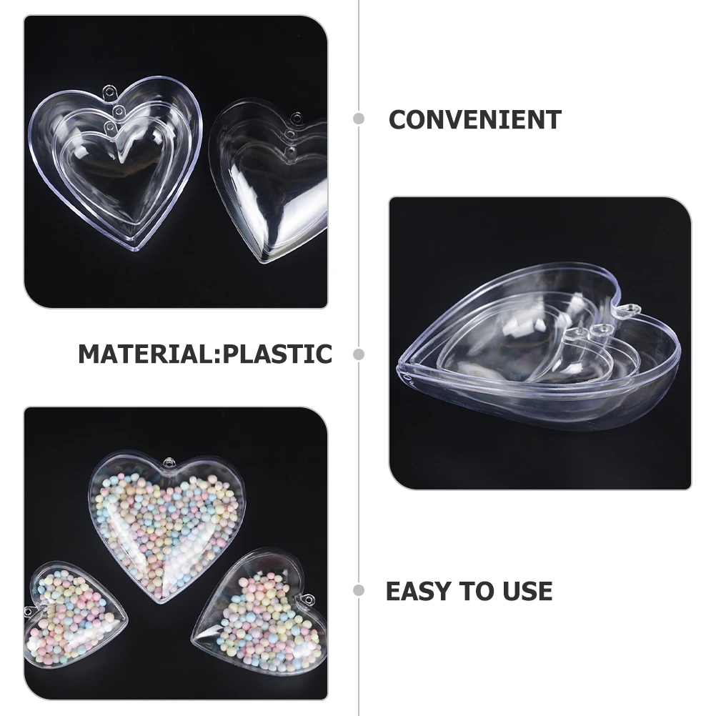 

12pcs Fillable Ball Decorations Hanging Christmas Ornaments Clear Plastic DIY Decorative Accessories Transparent Heart Pendant