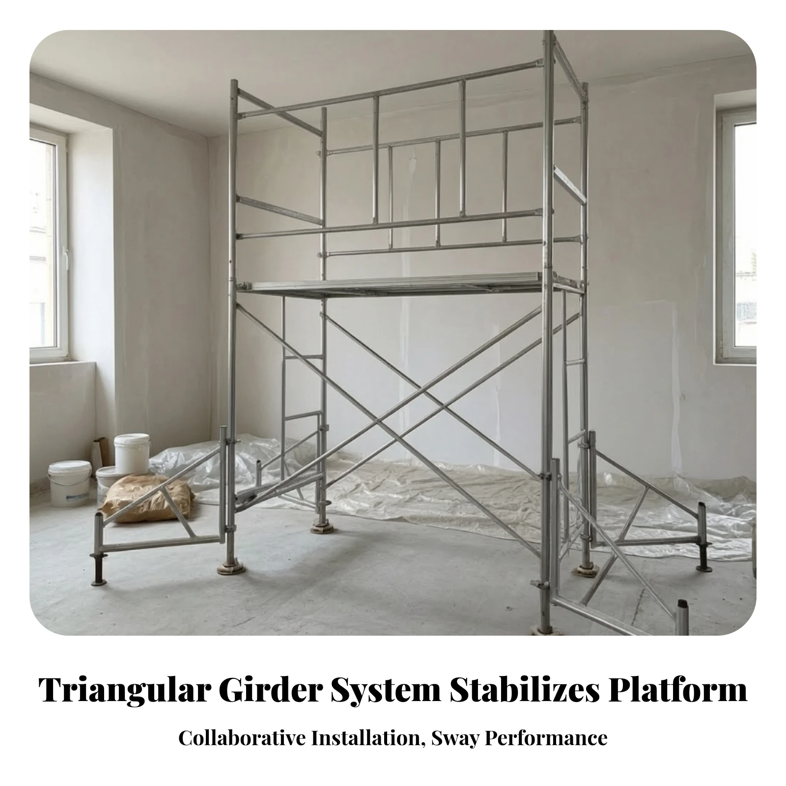 Scaffold Frame with Adjustable Foot Triangular Scaffold Support Frame for Contractors, Mobile Scaffolding, Construction Sites