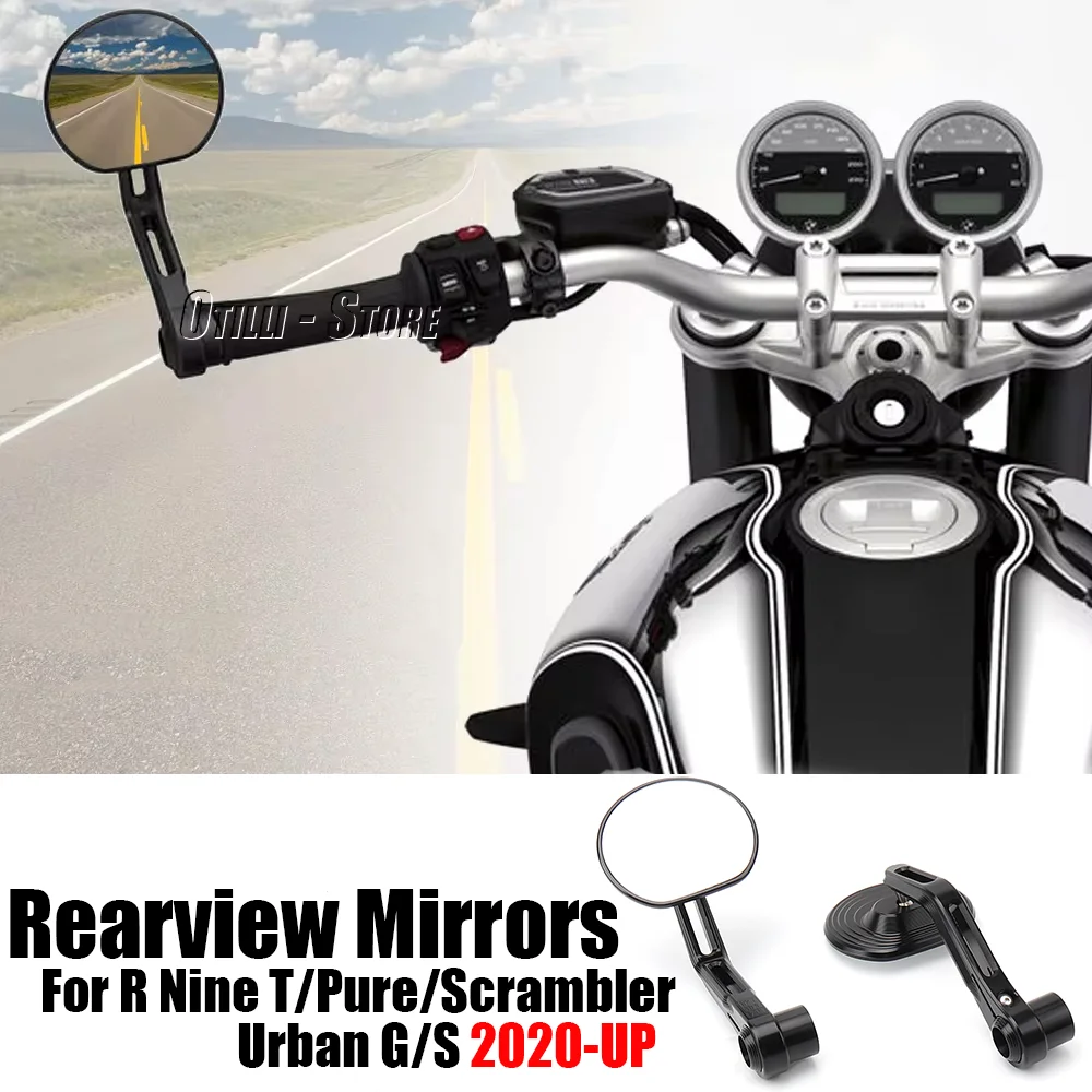 

New Motorcycle Round Handlebar Bar End Rear View Mirrors For BMW R9T RNINET Pure R NINE T Scrambler RnineT Urban G/S 2020-2023