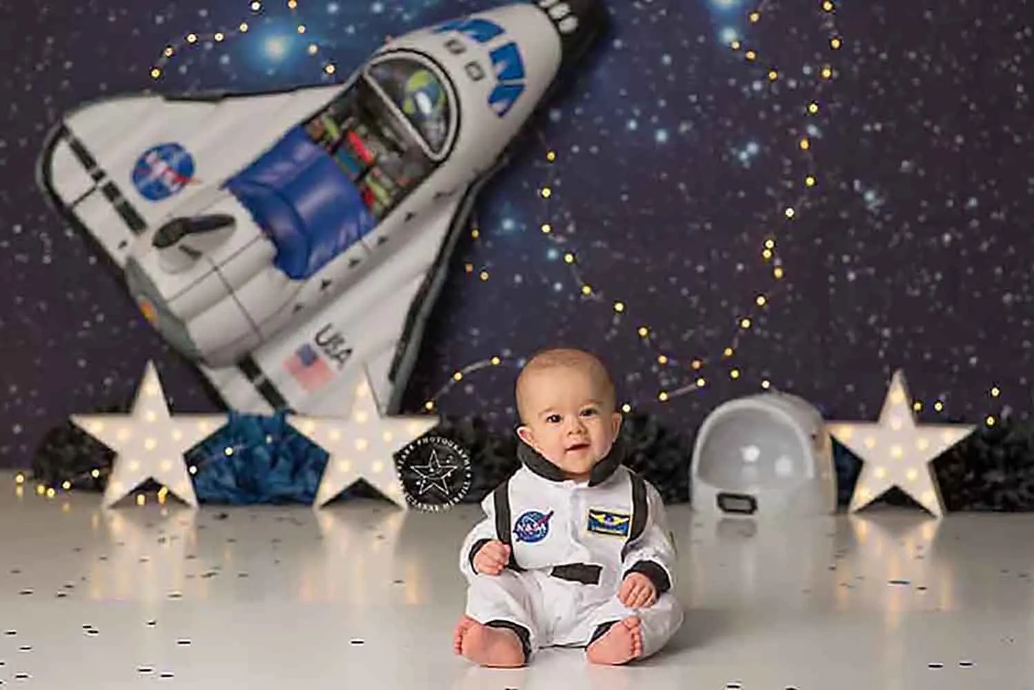 Mission Space Astronaut Backdrops Kids Baby Birthday Cake Smash Decors Spaceman Backgrounds