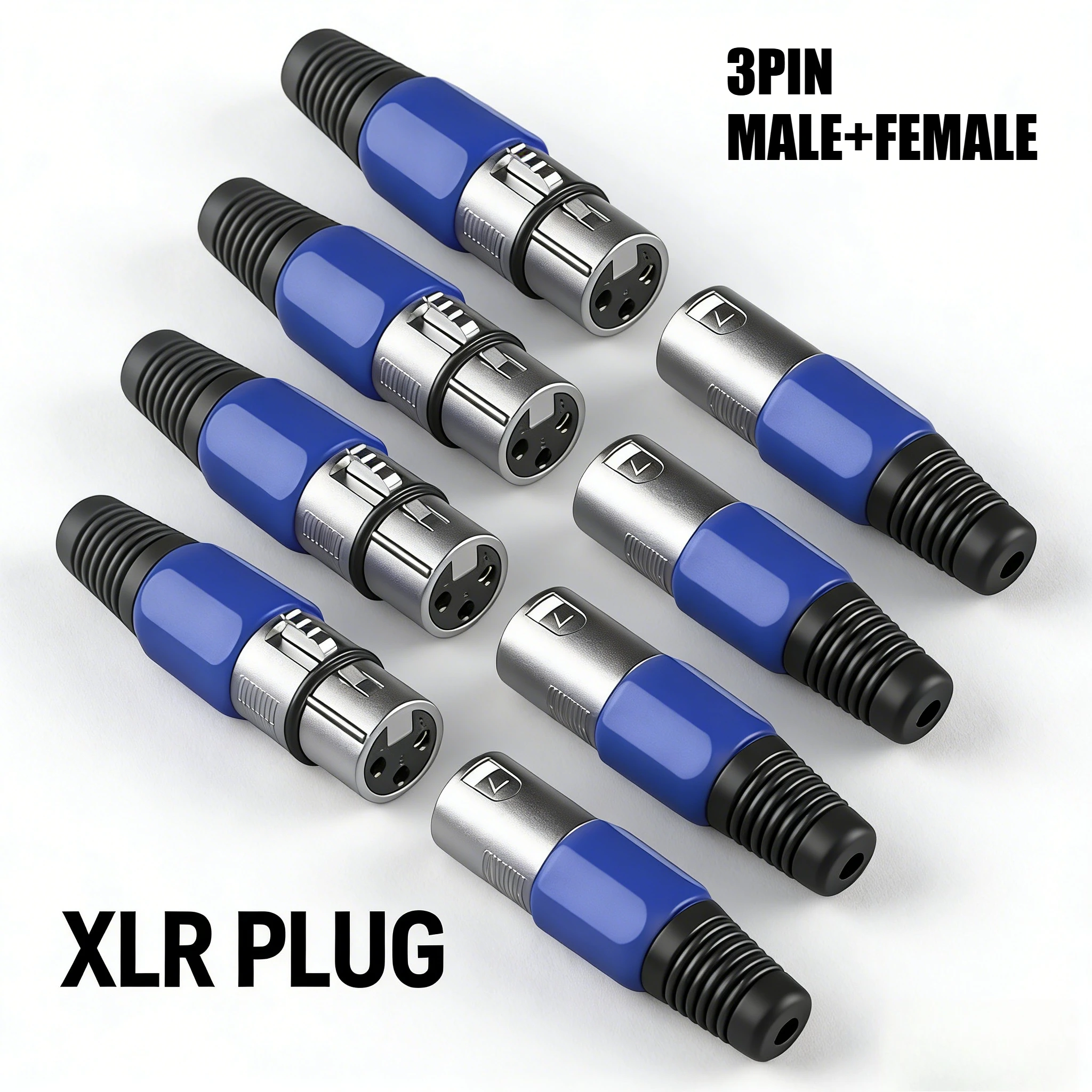 2/4/8Pcs 3 Pin XLR DMX Cable Connector Female/Male Adapter Microphone Audio Cable Connector Stage Light Accessories