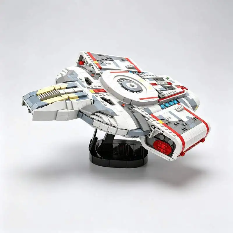 2144PCS Sci-Fi Escort Battle Cruiser Ship Model With Display Stand Custom Puzzle Architecture DIY Educational Assembly Decor