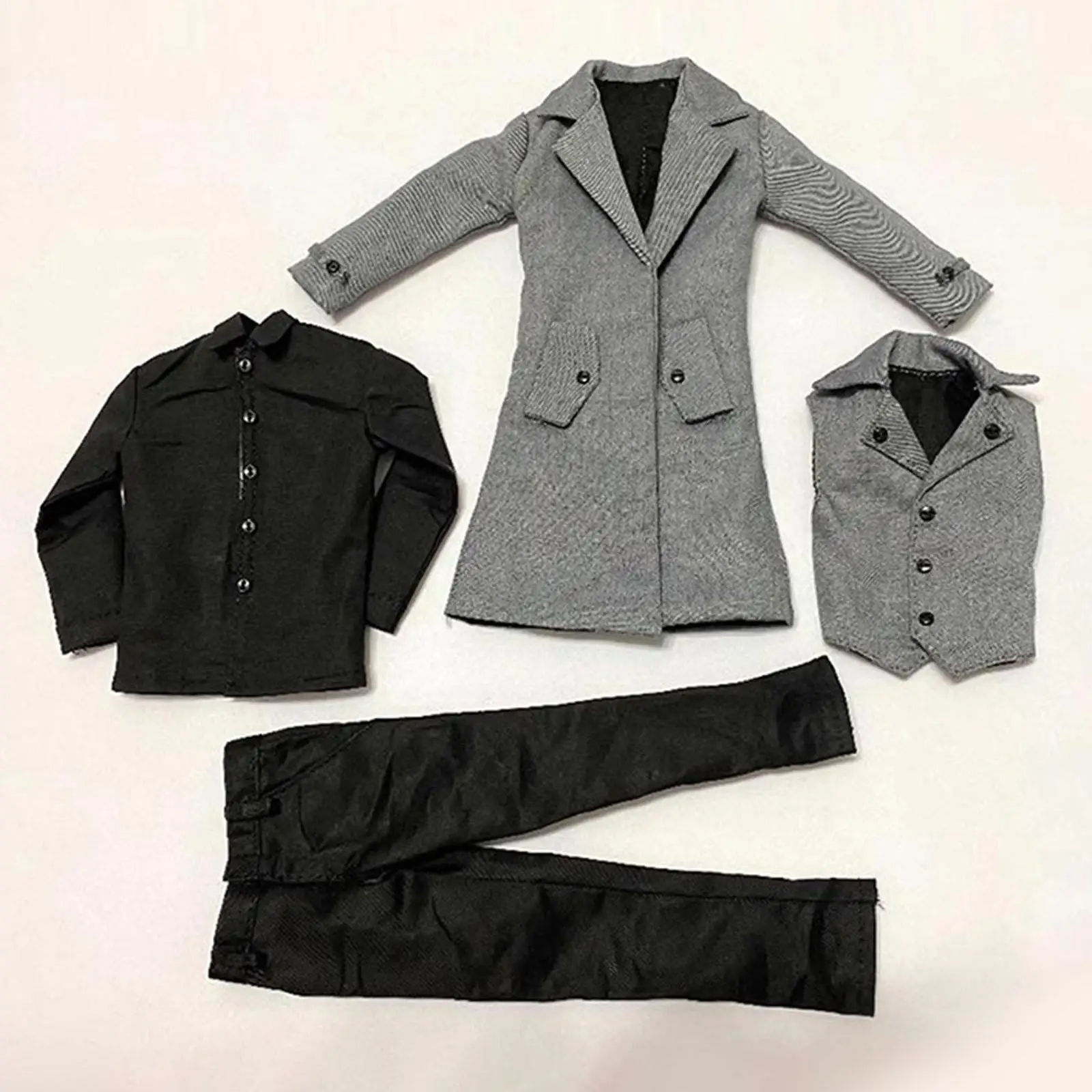 

1/6 Male Figure Clothes Set Dress Suit Cool Handmade Overcoat Accessories Stylish Full Suit Costume Outfit for 12'' inch Figures