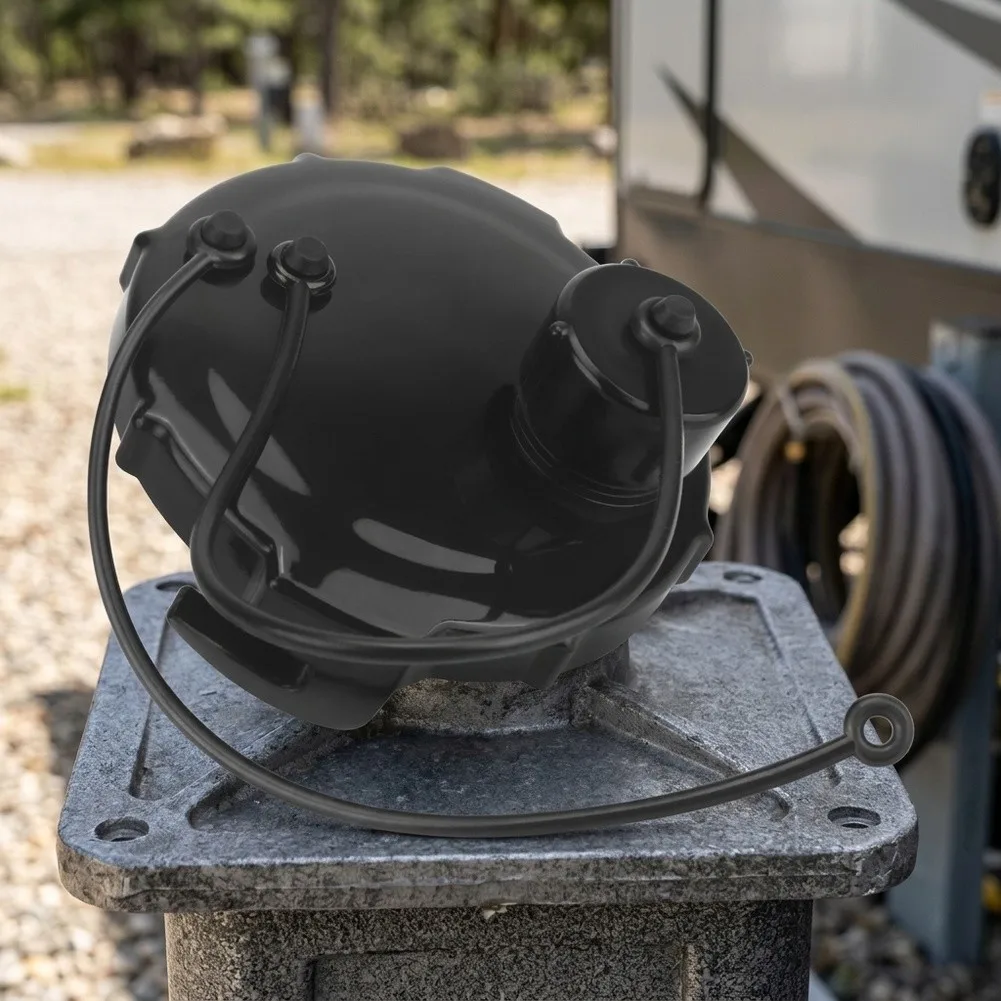 ABS RV Waste Tank Cap 3.75 Inch Leak-Proof Sewer Cover With Secure Locking Clamp And Tether For Camper Trailer Plumbing Parts