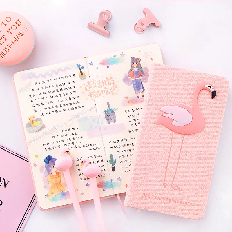 Imagem -04 - Pink Girl Series Flamingo Hand Book Conjunto Bonito Simples Notebook Papelaria Notepad Kawaii Notebook