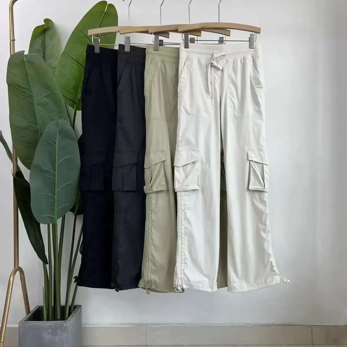 

Lemon Women's Multi Pocket Work Pants Lightweight And Auick Drying Yoga Fitness Wide Leg Pants Casual Dance studio Sports Pants