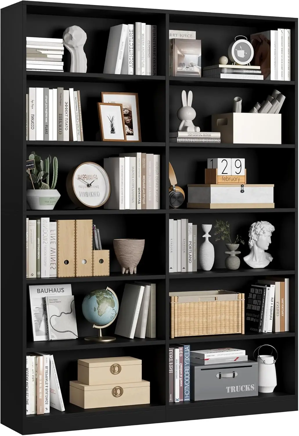 Tier Double Wide Bookshelves, Freestanding Display Storage Shelves, Tall Bookcases for Home Decor Bedroom, Living Room, Home Off