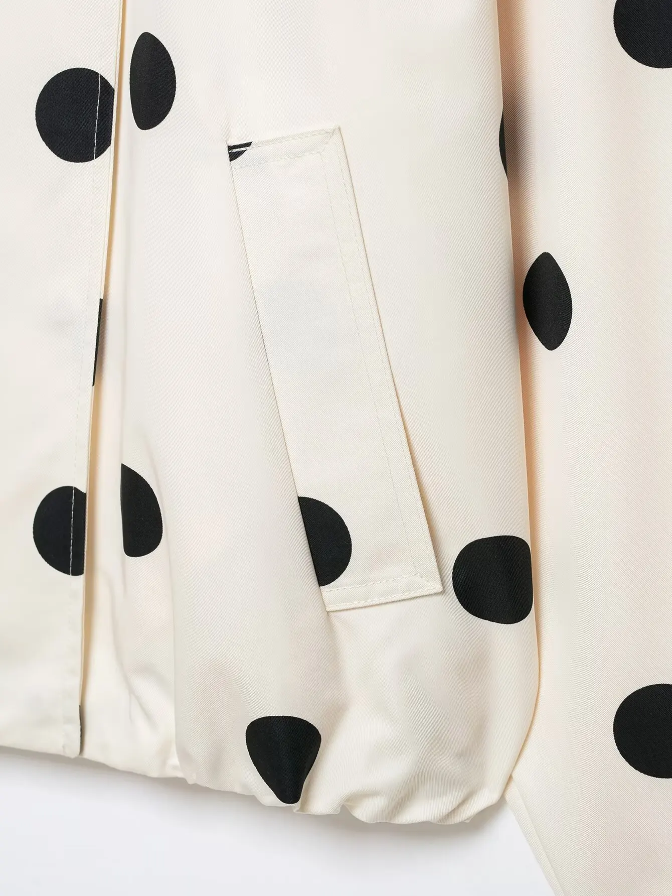 Damenmode Vintage Polka Dots Jacke mit Taschen und Stehkragen Frühling Herbst Langarmjacke Urlaubsoutfits für Frauen – Detail 9