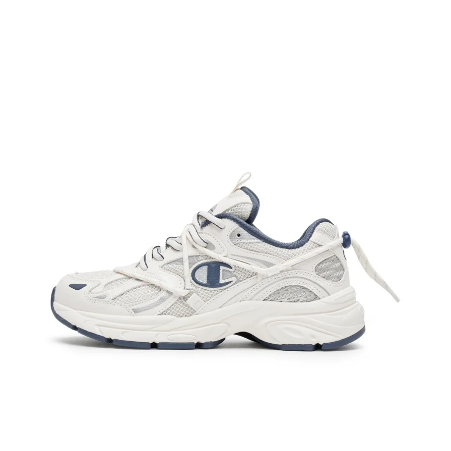 Champion Retro Sports Collection Textile, Sneakers basses en cuir synthétique, unisexes, blanc lait/bleu nuit