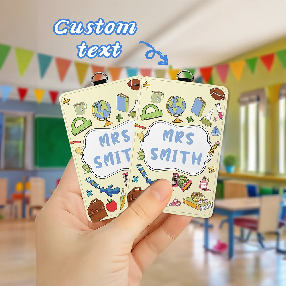 1pc Personalized Text Custom Teacher Card Sleeve,With Neck Strap,Compact Pocket Size,Practical Gift,Teacher Thank You Souvenir