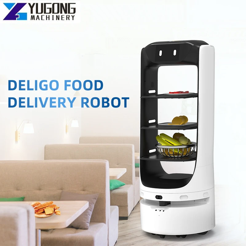 YG Hamburger Pizza and Coffee Delivery Robot Autonomous Fast Food Robot Restaurant Needs Dish Delivery Robotic Waiter