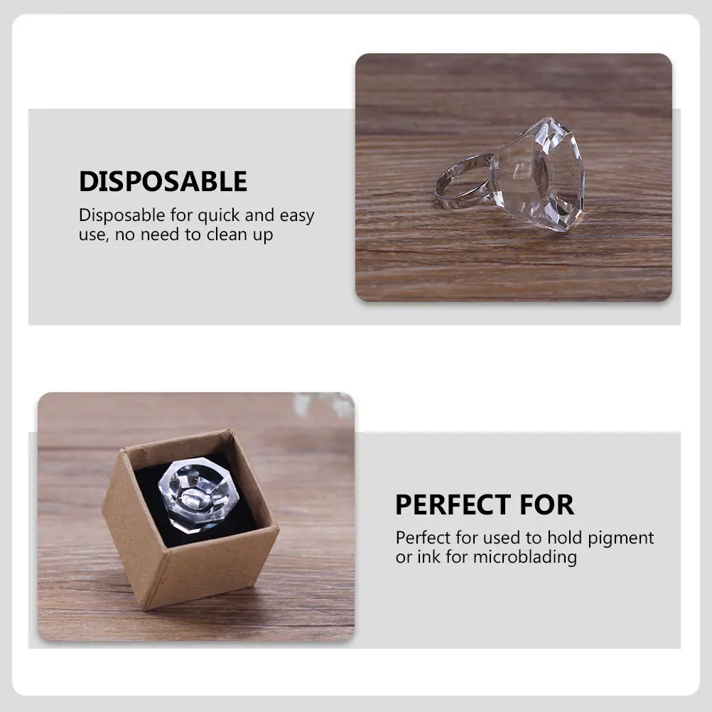 

2Pcs Crystal Ring Eyelash Glue Cups Quick Disposable Lash Extension Tools for Salon Microblading Tattoo Pigment Holder Beauty