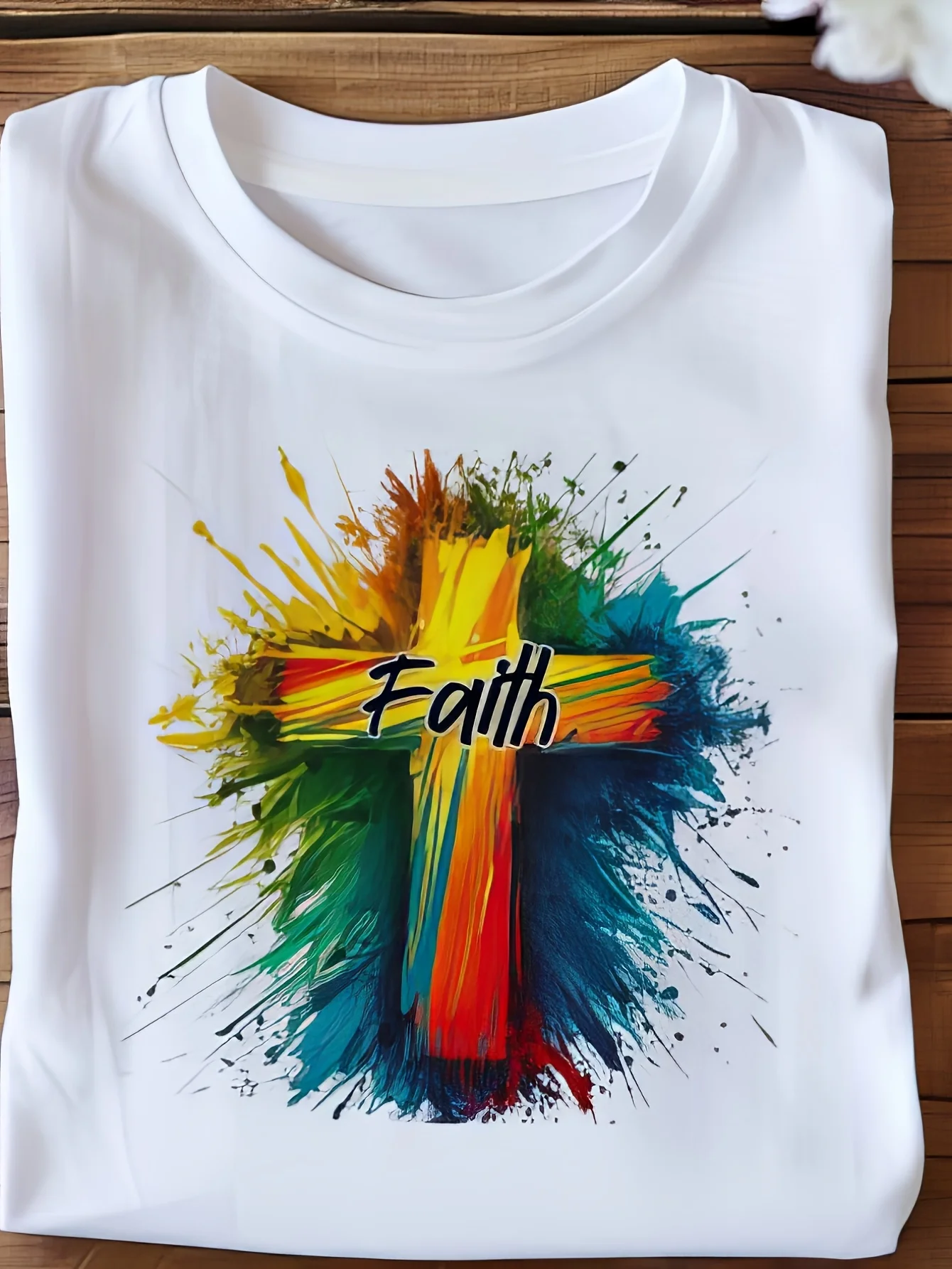 Manica corta, girocollo, maglietta in misto per la primavera/estate/autunno, grafica astratta-cristian, Natale, versatile 0XL-4XL