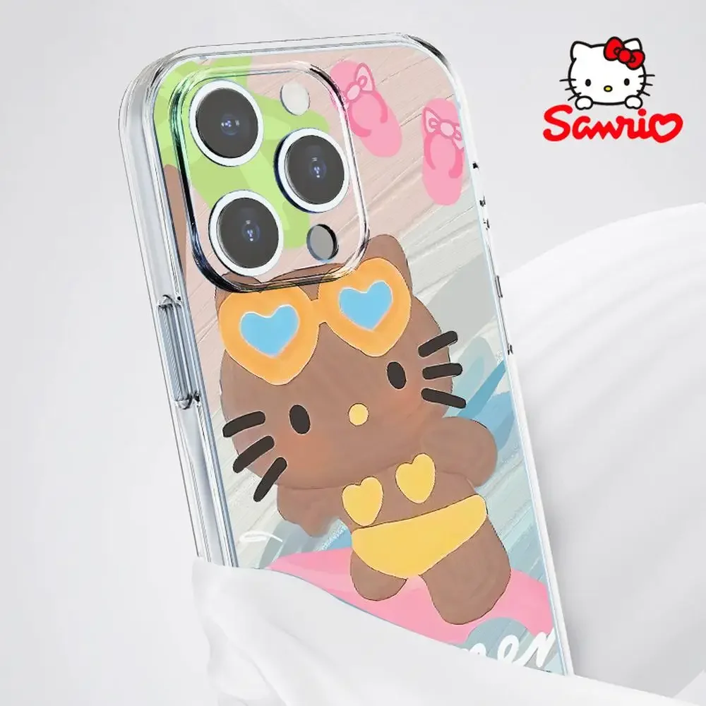 حافظة هالو كيتي آيفون 13 آيفون 16/15/14/13/12/11/x/xs/xs ماكس بنات آيفون حافظات سانريو Kt موضة إكسسوار 2025 جديد