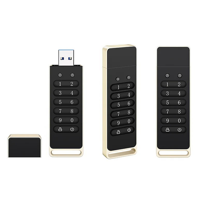 

【Limited-Stock!】3X Secure USB Drive, 32GB Encrypted USB Flash Drive Hardware Password Memory Stick With Keypad USB 3.0 Disk Flas