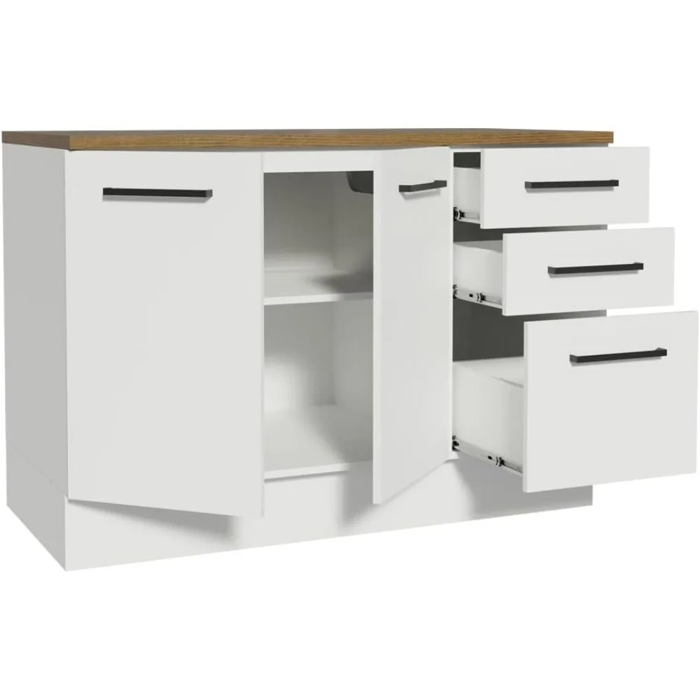 Кухонный шкаф для хранения "Hazel 47" — деревянный буфет с регулируемыми ножками, окрашенное основание для напольного крепления"