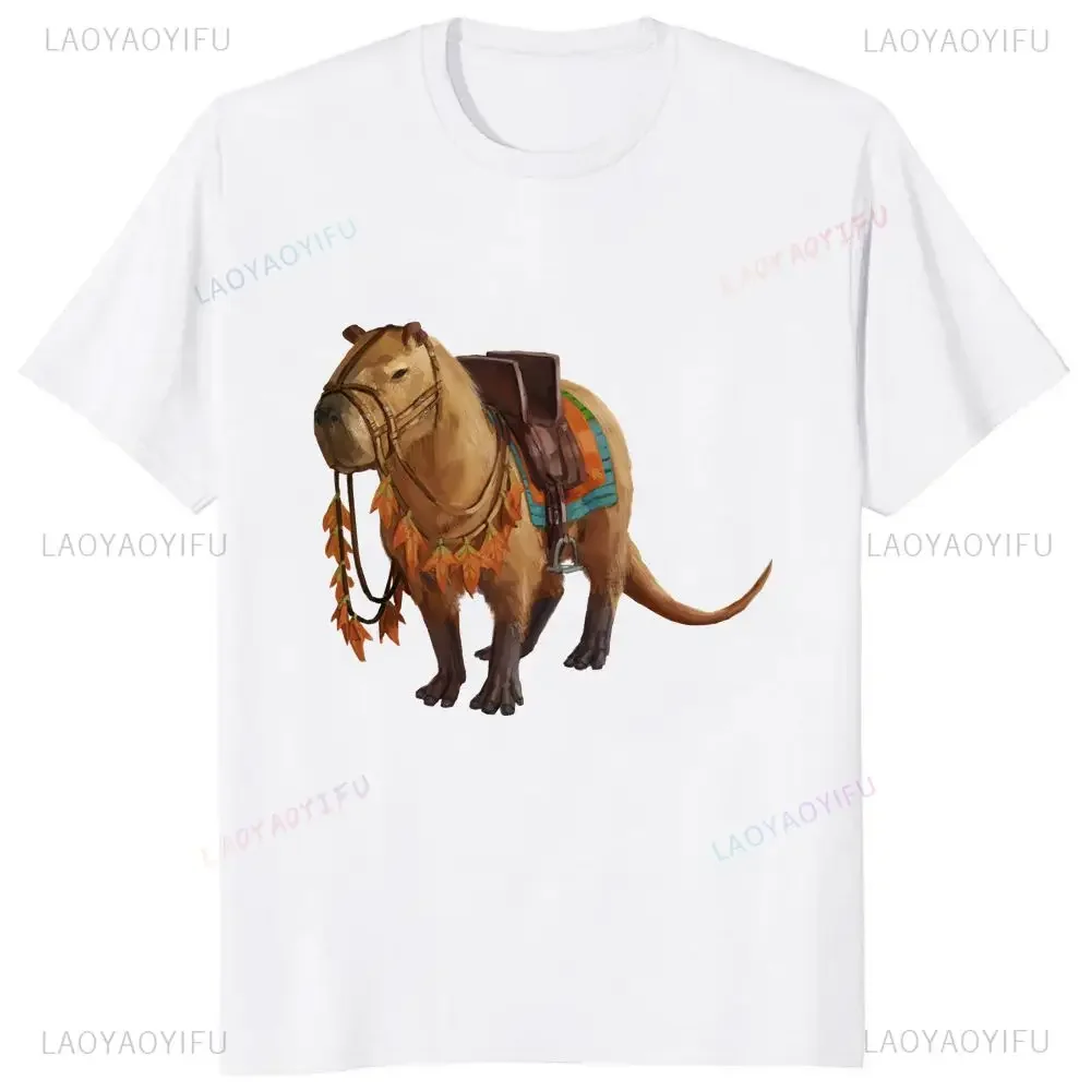 Cute Capybara Fun Animal Capybara Cartoon Printed Couple Top T-shirt Y2k Men's and Women's Fashion Harajuku T-shirt