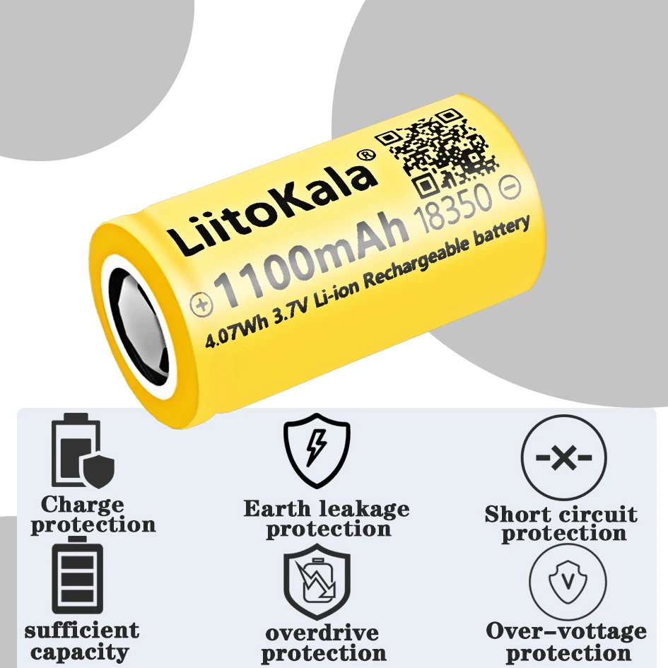 1-90 قطعة LiitoKala أعلى قدرة 18350 1100mah بطارية INR18350 3.7 فولت بطاريات قابلة للشحن بطارية ليثيوم أيون للعب الكهربائية
