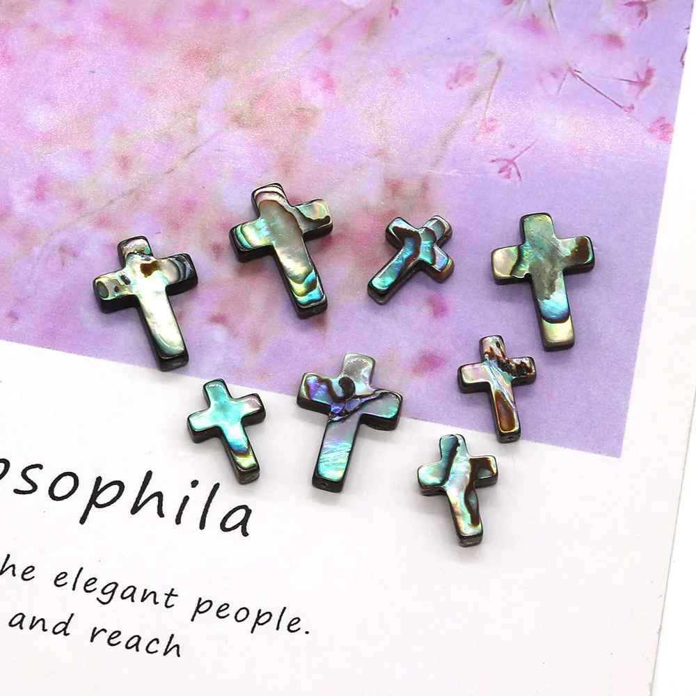 

4Pcs Natural Abalone Shell Cross Beads 10-18mm Peaceful Color Charm Jewelry Fashion DIY Necklace Earrings Bracelet Accessories