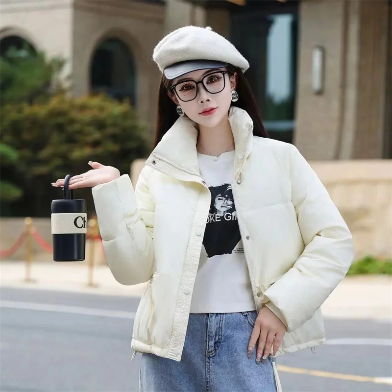 

Хлопковое пальто из искусственной кожи без стирки, новинка 2025 года, женские хлопковые пальто, зимняя куртка, короткое универсальное корейское теплое пальто с защитой от холода