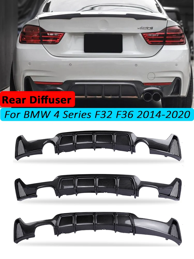 For BMW 4 Series F32 F33 F36 M Sport Rear Bumper Diffuser Lip Carbon Fiber 2014-2020 MP Body Kit Diffusor 420i 428i Gloss Black