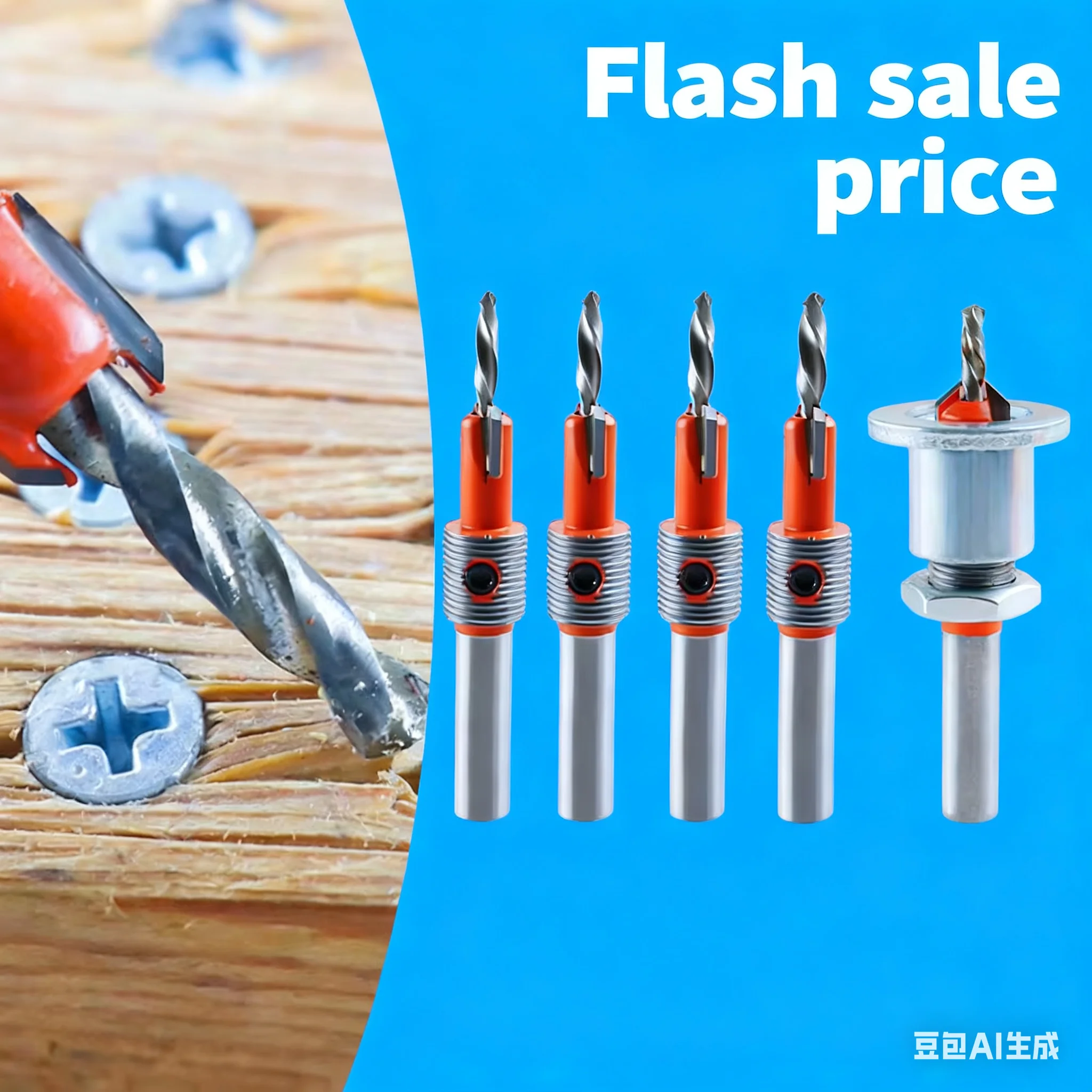 

8PCS 8mm Countersink Drill Bit Kit Adjustable Limit Taper Drill Spiral Countersink Chamfer Bit Alloy Steel Wood Plastic Soft