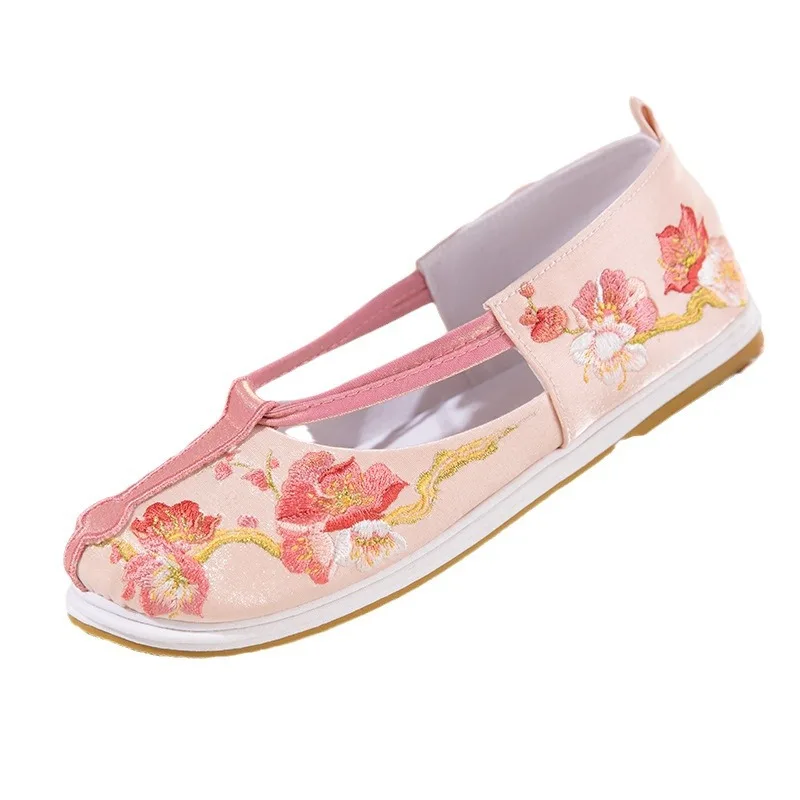 Cy231 Frühling neue Tang Restaurierung Wunsch Schuhe flache Brokat Schuhe alten Stil alle bequemen Einzels chuhe Hanfu Schuhe