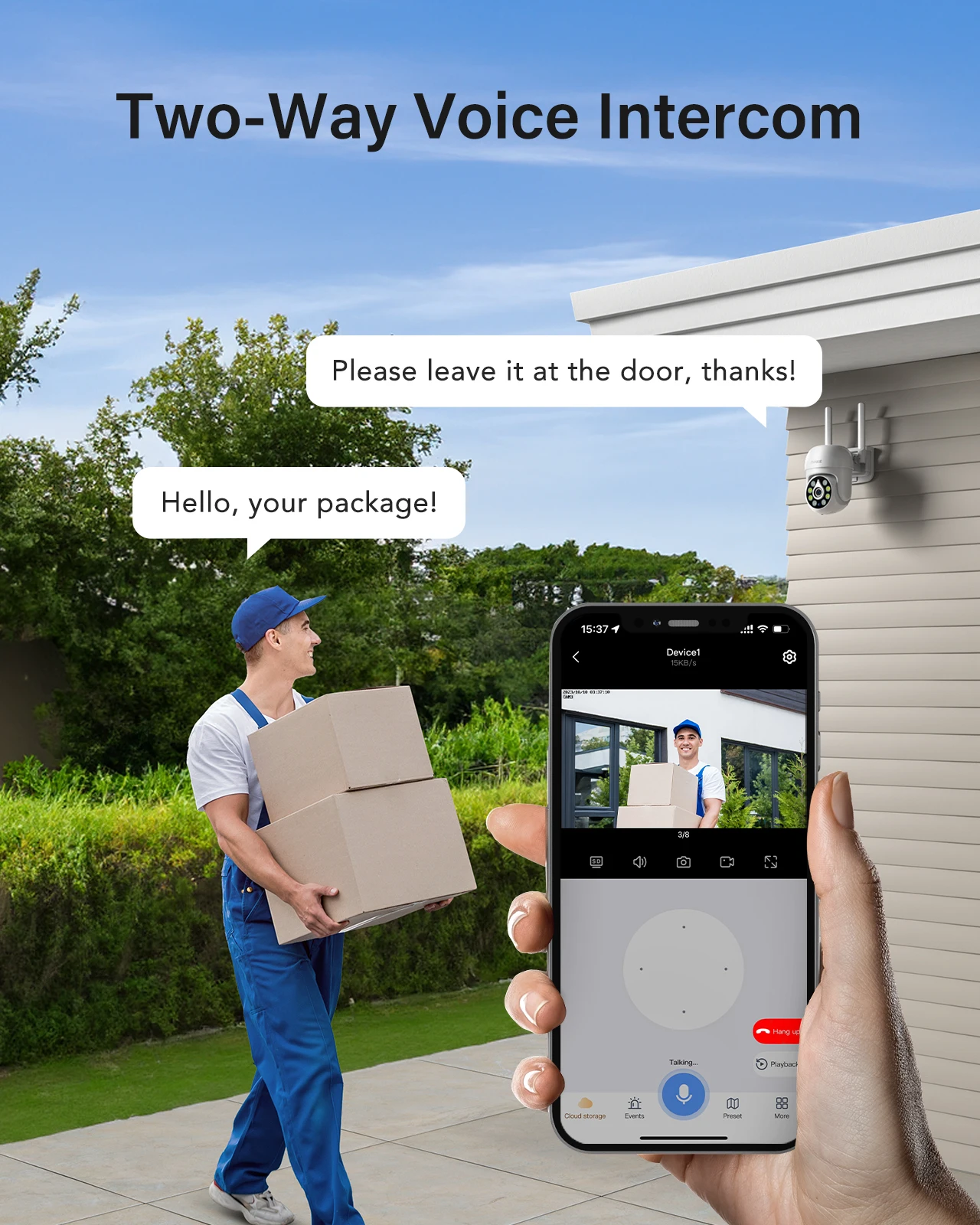 ANNKE 5MP WiFi PT Camera Sound Human Motion Detection Color Night Vision Two-Way Audio Works With Alexa Wireless Security Camera