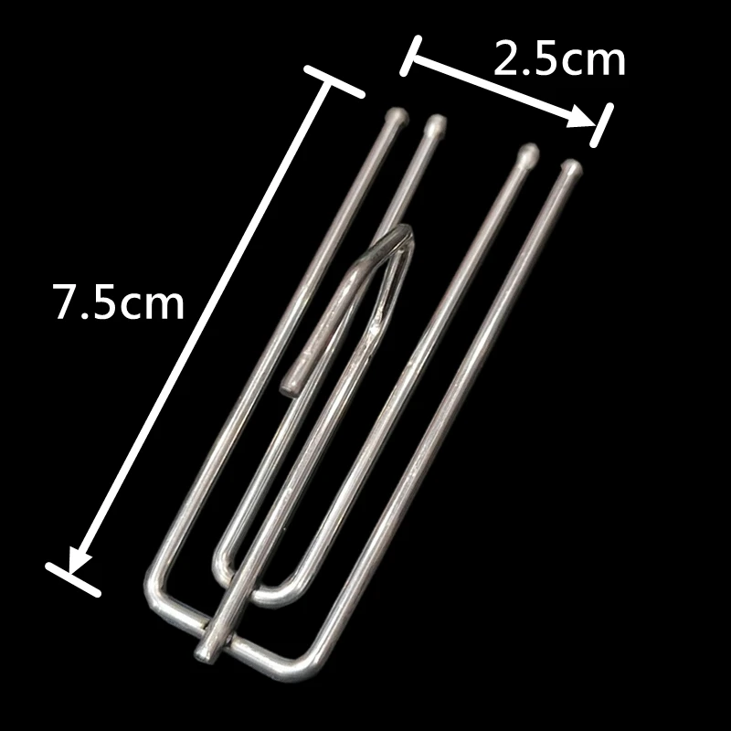 15 pcs Four Fork Metal Anti-rust Curtain Tape Hook Curtain Cloth Ring Clamp Top Rod Stainless Steel Curtain Accessories 7x2.5cm