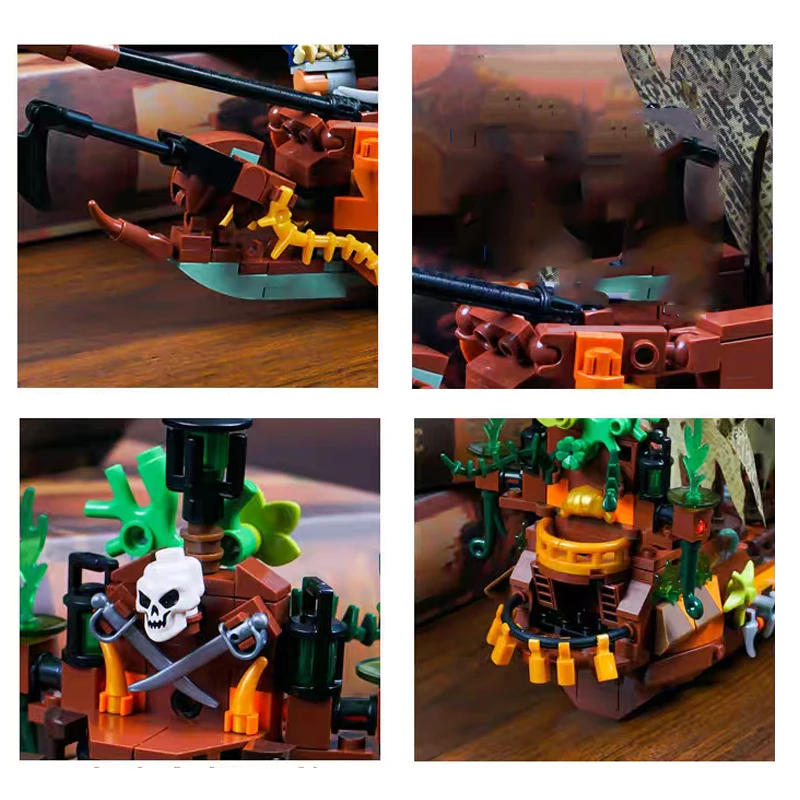 Creativo MOC Barca da pirata Nave Building Blocks Mattoni da città con set di figure Giocattoli da costruzione per bambini Ragazzi regalo