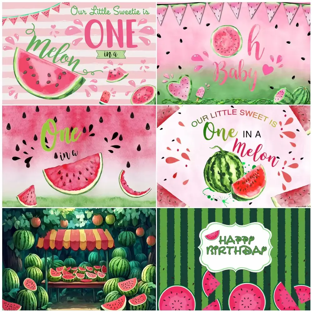 

Tropical Watermelon Theme 1st Birthday Party Background Summer Fruit Sweet One Backdrop Newborn Baby Shower Gift Kid Photo Props