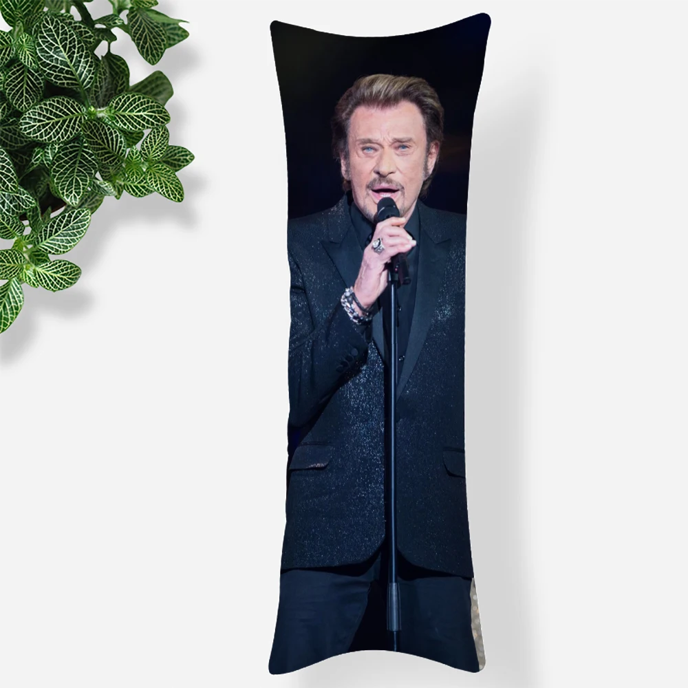 Johnny Hallyday Pillowcase Printed Satin Fabric Pillow Cover Rectangular Zipper Kawaii Body Cover Dropshipping 1.11