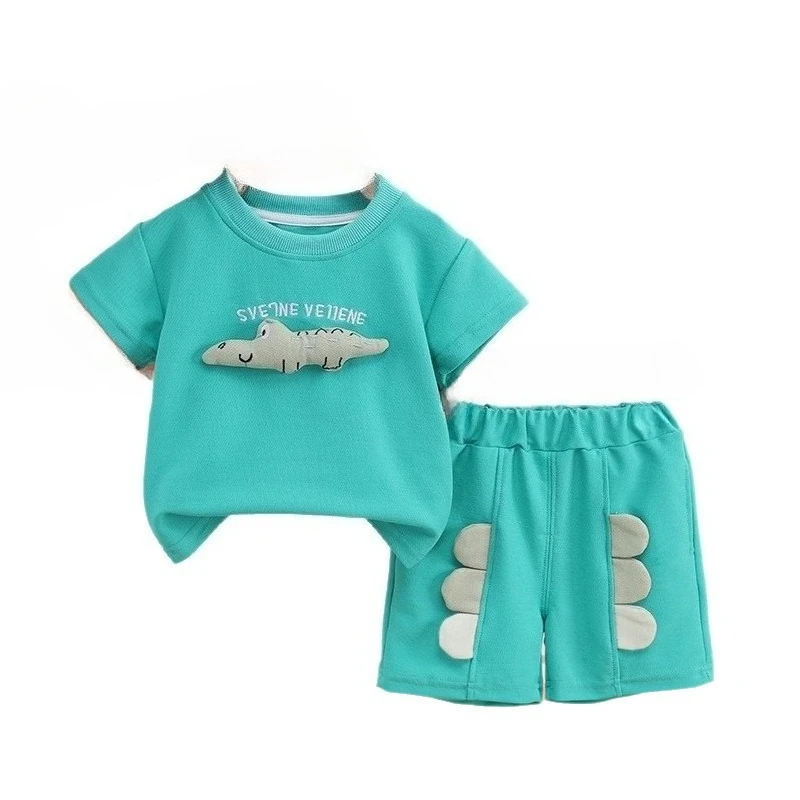 

Новая летняя одежда для маленьких девочек, костюм, детская футболка с короткими рукавами для мальчиков, шорты, 2 шт./компл., повседневный костюм для младенцев, детские спортивные костюмы