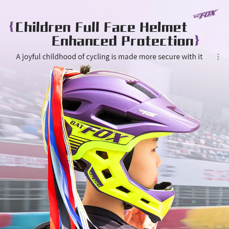 

BATFOX Children Full Face Bike Helmet Removable chin Shock-Absorbing Shell Safety Certified Cycling Scooting Kids Bicycle helmet