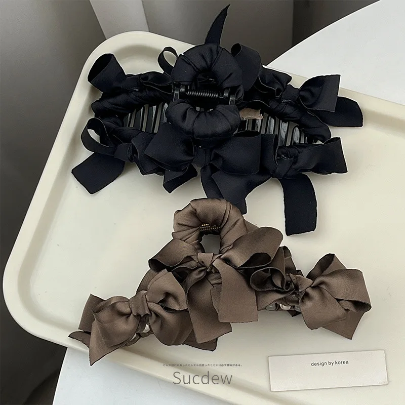 New Large Hair Claw Clip Satin Bow Headdress Fashion Korean Sweet High Quality Hairpin Women Hair Accessories
