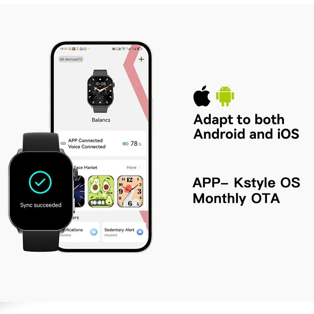 ساعة Kieslect الذكية للاتصال Balancs ساعة اليد بشاشة رقمية لتتبع اللياقة البدنية للرجال والنساء