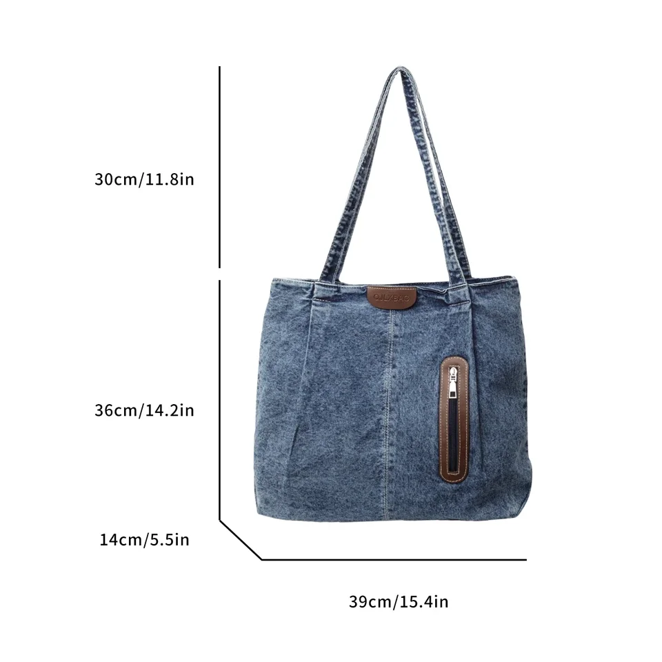 Black Denim Women\'s Bag New Jeans Handbag Canvas Shoulder Bag Shopping Messenger Bag Y2K Eco Bag Korean Tote Bag Chic Side Bag