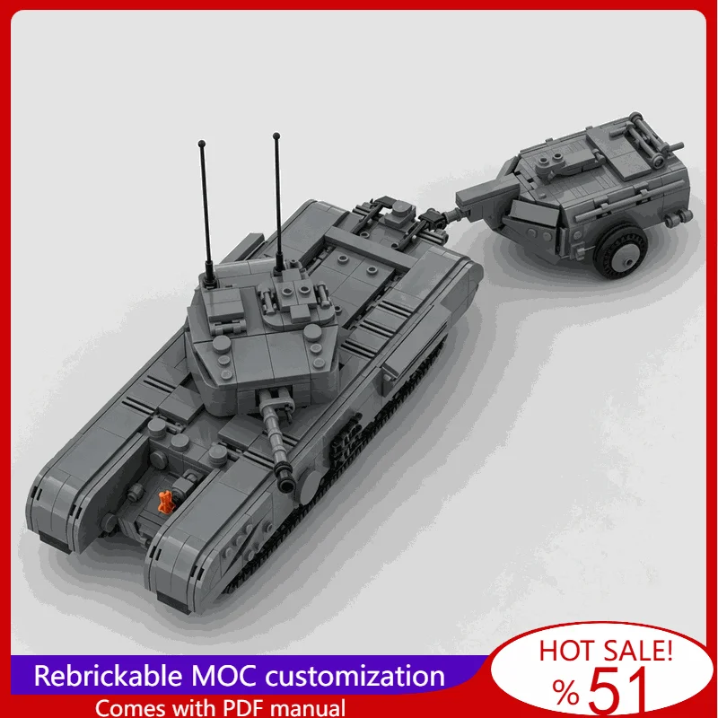 1559PCS Set Churchill Crocodile British Flame Throwing War Series Tank Building Block DIY Assembly Education Collection Gift Toy