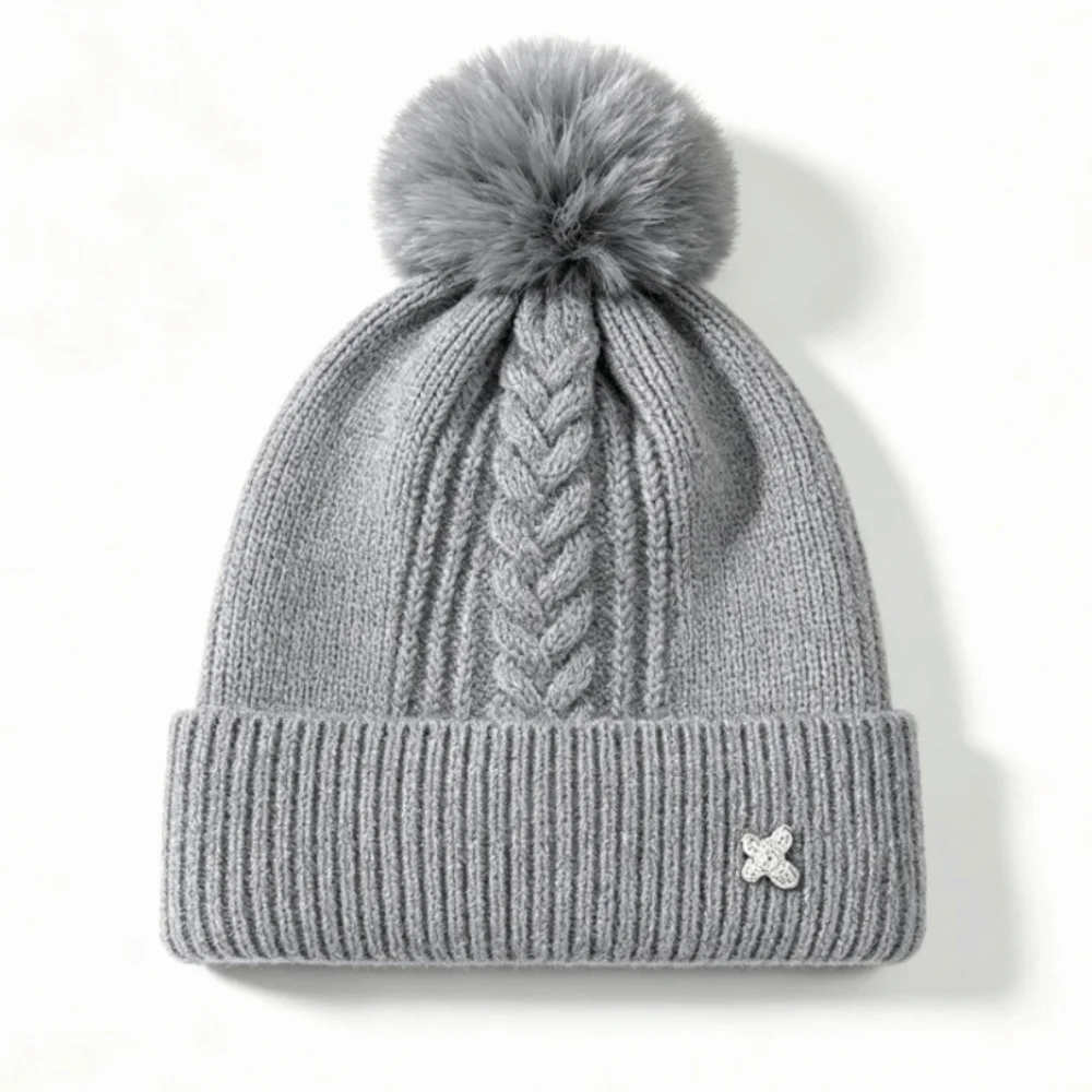 Casual Warm Winter Hat Windproof Thickened Knitted Cap Ear Protection Solid Color Beanie Hats Outdoor