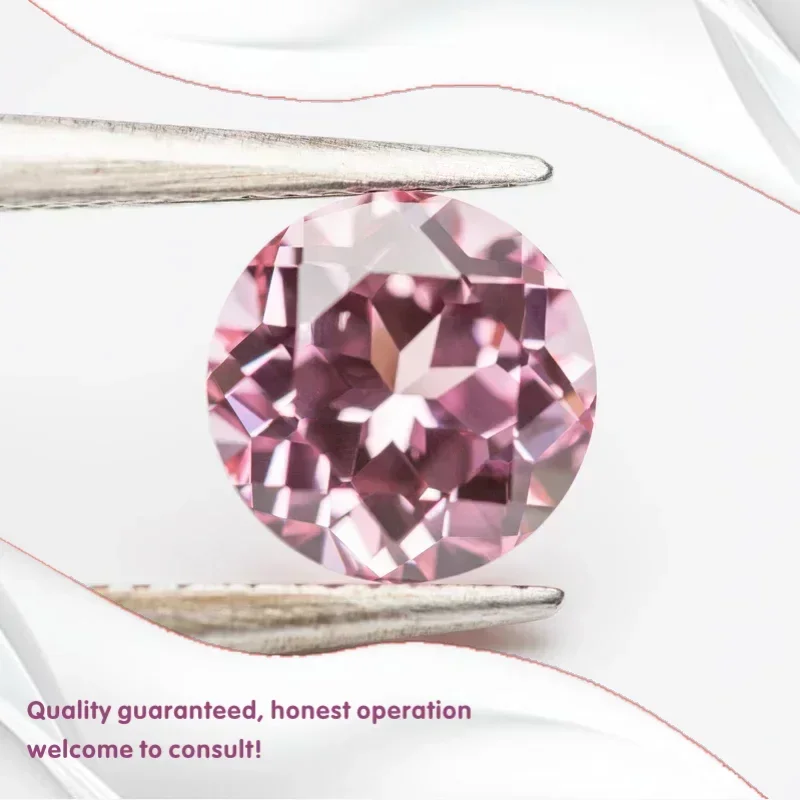 

J-Top Quality Lab Grown Sapphire Round Cut Sunrise Pink Charm Beads for Diy Jewelry Making Selectable Certificate