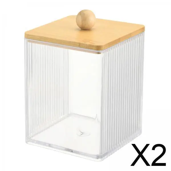 2xMakeup Wattenstaafje Pad Houder Wattenschijfje Container voor Desktop Home Floss