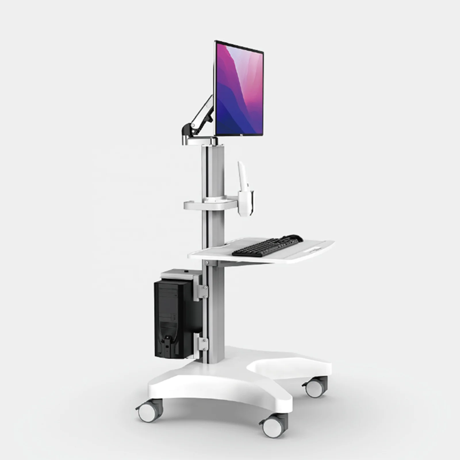 Likaymo OC-1T Height Adjustable Touchscreen Computer Cart Medical Trolley Medical Trolley for Dental Clinic Hospital