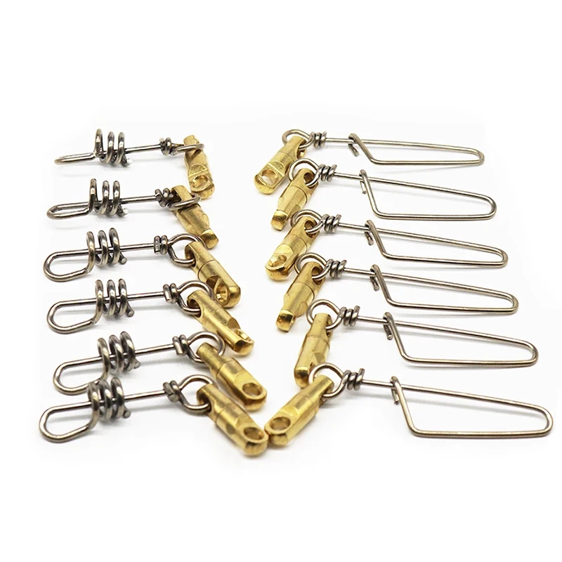 Rolling Brass Barrel Swivel with Interlock Snap, Easy Rig for Fishing, Fishing Hook, Special Offer, 12Pcs Lot