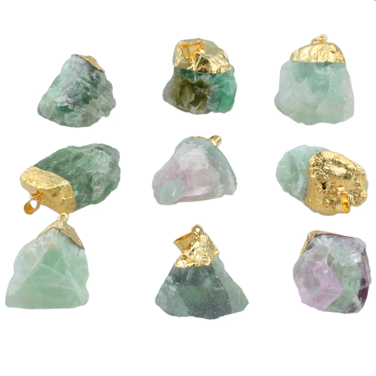 

Natural Rough Fluorite Stone Pendant Healing Irregular Gemstone Charms For Jewelry Making DIY Necklace Accessories