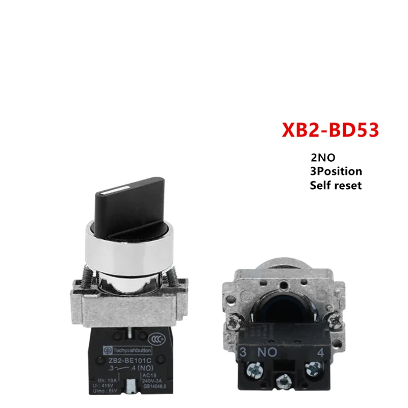 4 pces 22mm XB2-BD21 bd23 bd25 bd33 bd45 bd53 1no/2no/1no1nc 2/3 posição auto travamento/auto redefinição interruptor de botão do seletor